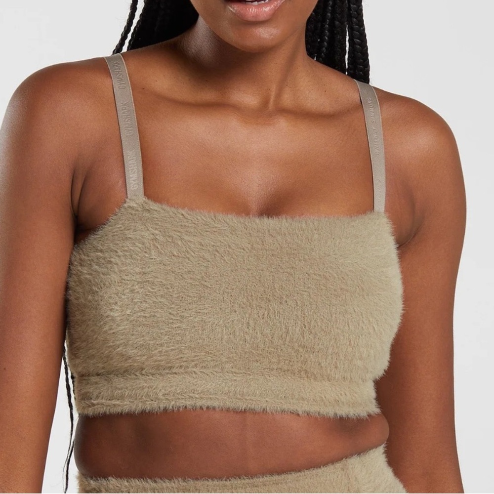 Gymshark Beige Fuzzy Bandeau Top